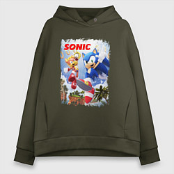 Толстовка оверсайз женская SONIC СОНИК Z, цвет: хаки