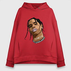 Толстовка оверсайз женская TRAVIS SCOTT ASTROWORLD Z, цвет: красный