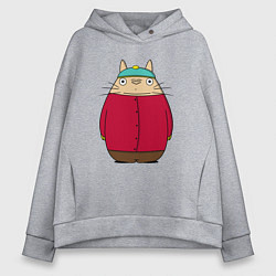 Толстовка оверсайз женская Totoro Cartman, цвет: меланж