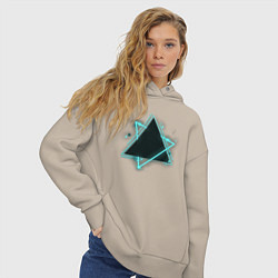 Толстовка оверсайз женская Треугольник неон, цвет: миндальный — фото 2