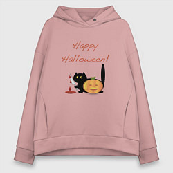 Толстовка оверсайз женская Happy Halloween!, цвет: пыльно-розовый