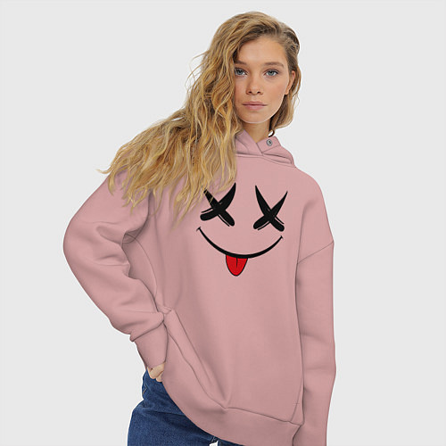 Женское худи оверсайз Playful smile / Пыльно-розовый – фото 3