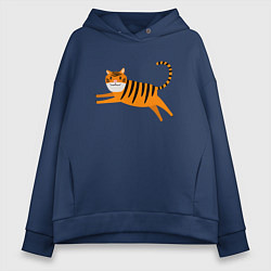 Толстовка оверсайз женская Jumping Tiger, цвет: тёмно-синий