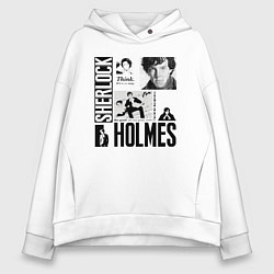Толстовка оверсайз женская Sherlock Holmes is new sexy, цвет: белый