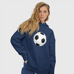 Толстовка оверсайз женская Футбольный мяч, цвет: тёмно-синий — фото 2