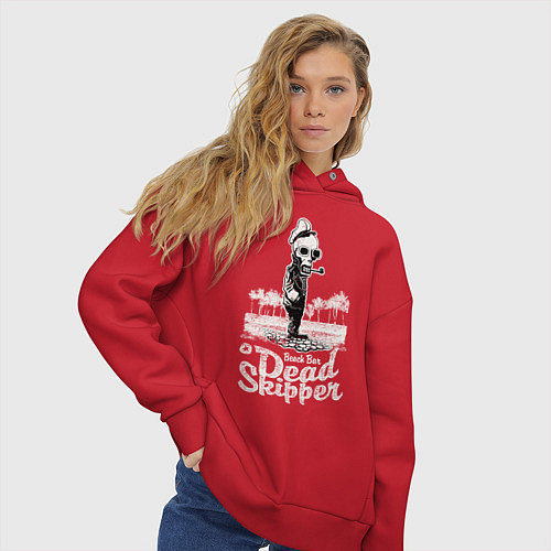 Женское худи оверсайз Скелет скипер / Красный – фото 3