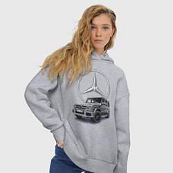Толстовка оверсайз женская Mercedes Gelendwagen G63 AMG G-class G400d, цвет: меланж — фото 2