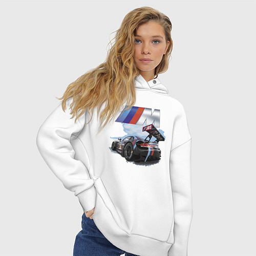 Женское худи оверсайз BMW M POWER Motorsport Racing Team / Белый – фото 3