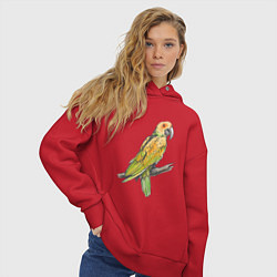 Толстовка оверсайз женская Любимый попугай, цвет: красный — фото 2