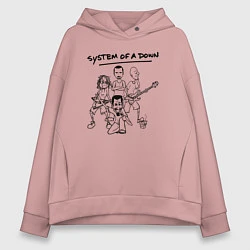 Толстовка оверсайз женская Арт на группу System of a Down, цвет: пыльно-розовый