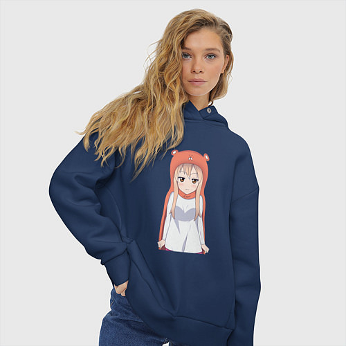 Женское худи оверсайз Недовольная Умару / Тёмно-синий – фото 3