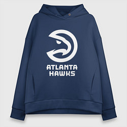 Толстовка оверсайз женская Атланта Хокс, Atlanta Hawks, цвет: тёмно-синий