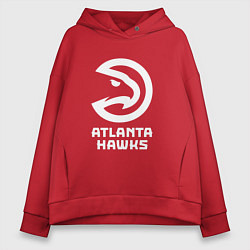 Толстовка оверсайз женская Атланта Хокс, Atlanta Hawks, цвет: красный