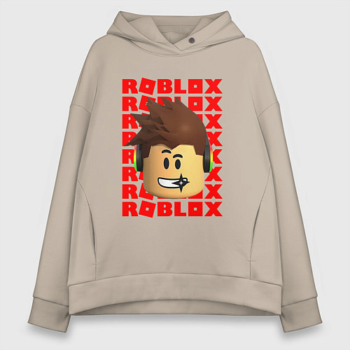 Женское худи оверсайз ROBLOX RED LOGO LEGO FACE / Миндальный – фото 1