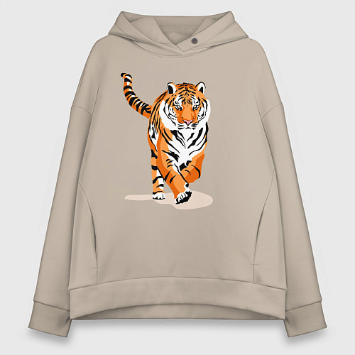 Женское худи оверсайз Властный хозяин джунглей / Миндальный – фото 1
