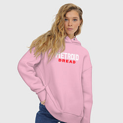 Толстовка оверсайз женская Metroid Dread Logo, цвет: светло-розовый — фото 2