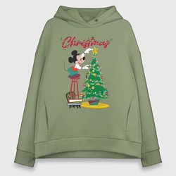 Толстовка оверсайз женская Mickeys Christmas, цвет: авокадо