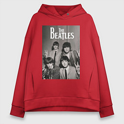 Толстовка оверсайз женская Легендарные музыканты, цвет: красный