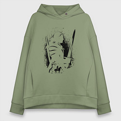 Толстовка оверсайз женская ВЕДЬАК КОГТИ ЛОГО ОХОТНИК, цвет: авокадо