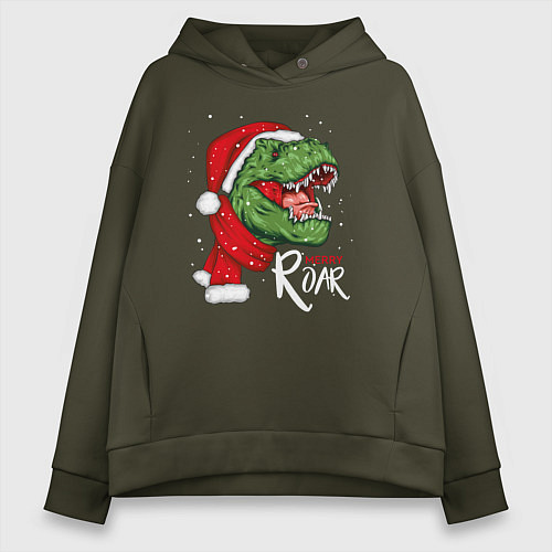 Женское худи оверсайз T-rex Merry Roar / Хаки – фото 1