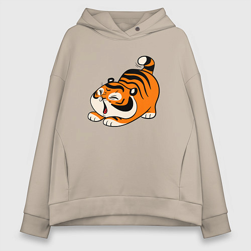 Женское худи оверсайз Милый тигренок cute tiger / Миндальный – фото 1