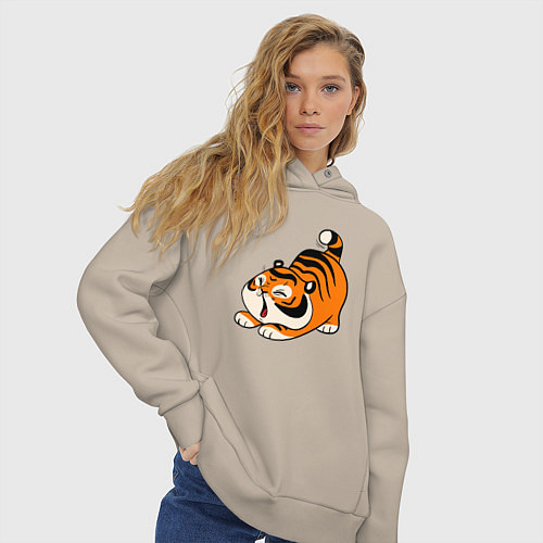 Женское худи оверсайз Милый тигренок cute tiger / Миндальный – фото 3