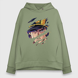 Толстовка оверсайз женская JOJOS BIZARRE ADVENTURE, ГЛАВНЫЙ ГЕРОЙ, цвет: авокадо