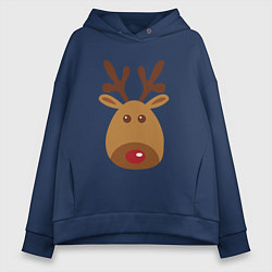 Толстовка оверсайз женская Олень 2022, цвет: тёмно-синий