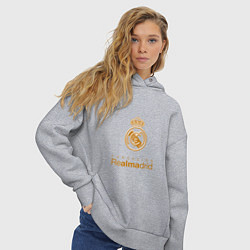 Толстовка оверсайз женская Real Madrid Logo, цвет: меланж — фото 2