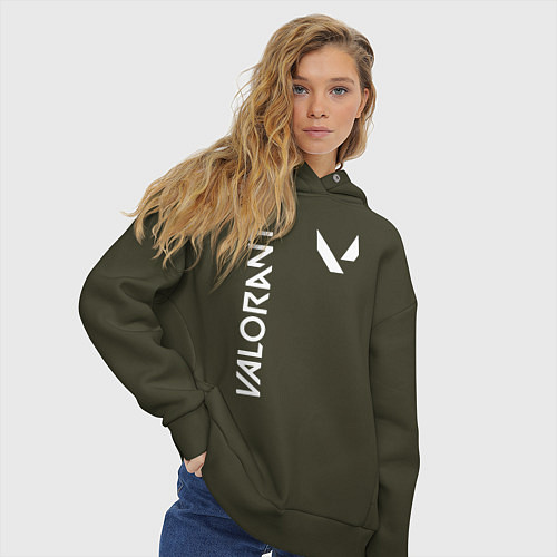 Женское худи оверсайз Valorant - Logo / Хаки – фото 3