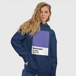 Толстовка оверсайз женская Цвет Pantone 2022 года - Very Peri, цвет: тёмно-синий — фото 2