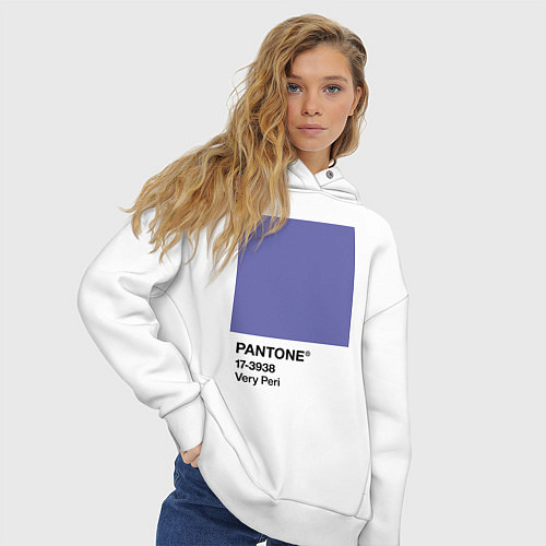 Женское худи оверсайз Цвет Pantone 2022 года - Very Peri / Белый – фото 3