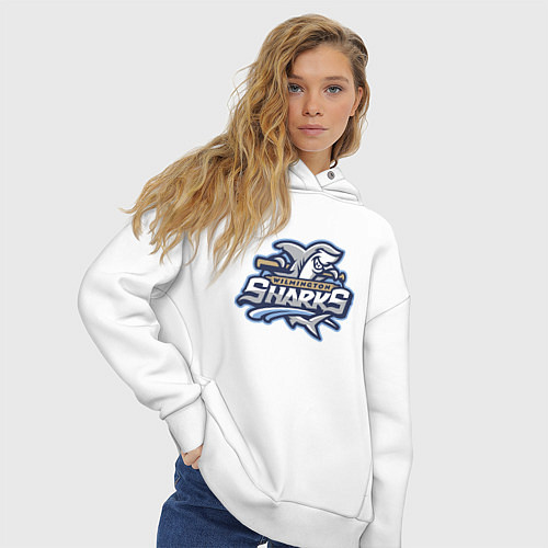 Женское худи оверсайз Wilmington sharks -baseball team / Белый – фото 3