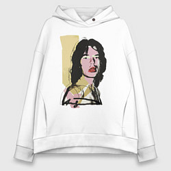 Толстовка оверсайз женская Andy Warhol - Mick Jagger pop art, цвет: белый