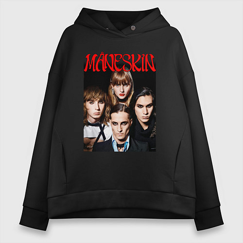 Женское худи оверсайз MANESKIN POSTER СОСТАВ / Черный – фото 1