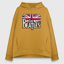 Толстовка оверсайз женская The Beatles Great Britain Битлз, цвет: горчичный