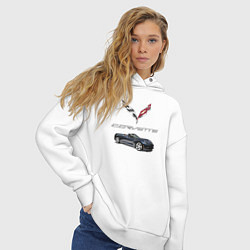 Толстовка оверсайз женская Chevrolet Corvette, цвет: белый — фото 2