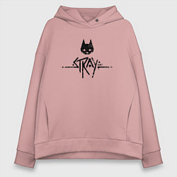 Толстовка оверсайз женская Stray: Black Logo, цвет: пыльно-розовый