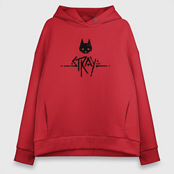 Толстовка оверсайз женская Stray: Black Logo, цвет: красный