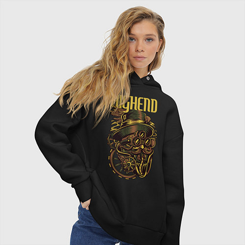 Женское худи оверсайз Высокий уровень / Черный – фото 3