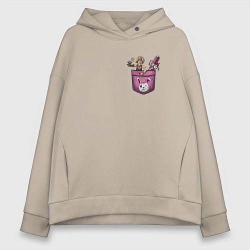 Женское худи оверсайз Крошка Тина в кармане / Миндальный – фото 1