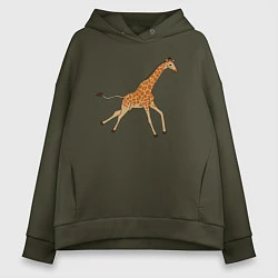 Толстовка оверсайз женская Жираф бегущий, цвет: хаки