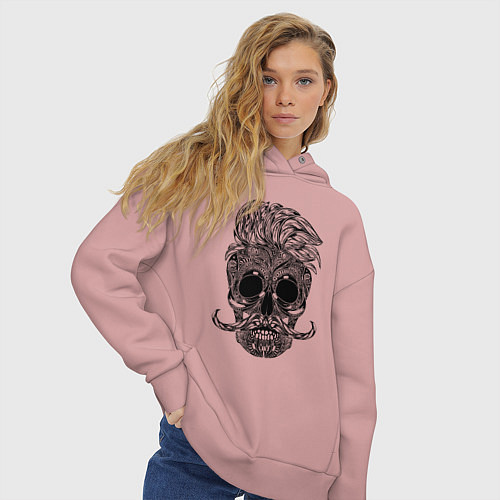 Женское худи оверсайз Skull hipster / Пыльно-розовый – фото 3