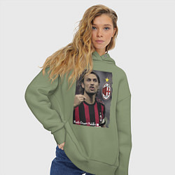 Толстовка оверсайз женская Paolo Cesare Maldini - Milan, captain, цвет: авокадо — фото 2