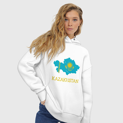 Женское худи оверсайз Map Kazakhstan / Белый – фото 3