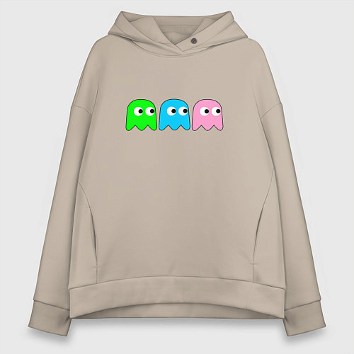 Женское худи оверсайз Pac man - play Для двоих / Миндальный – фото 1