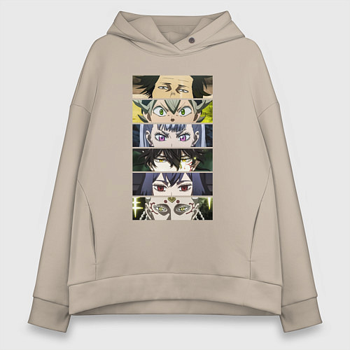 Женское худи оверсайз Чнерный Клевер Black Clover, персонажи / Миндальный – фото 1
