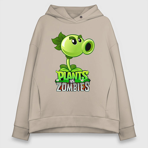 Женское худи оверсайз Plants vs Zombies Горохострел / Миндальный – фото 1