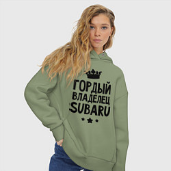 Толстовка оверсайз женская Гордый владелец Subaru, цвет: авокадо — фото 2