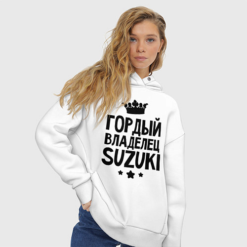 Женское худи оверсайз Гордый владелец Suzuki / Белый – фото 3